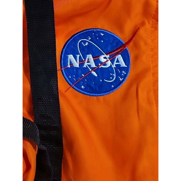 Spirit Halloween NASA Orange Astronaut Jumpsuit Kids Medium – EUC, No Hat - Picture 7 of 9